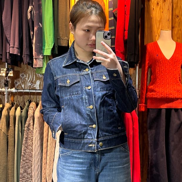 XS 아메리칸 어패럴 생지 데님 트러커 자켓