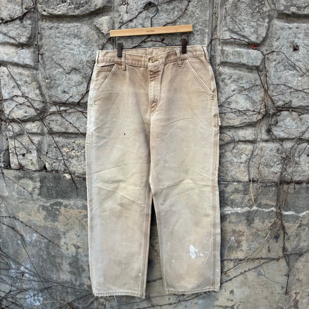 90s 칼하트 빈티지 b11 베이지 하드페이딩 싱글니 카펜터 워크 팬츠
