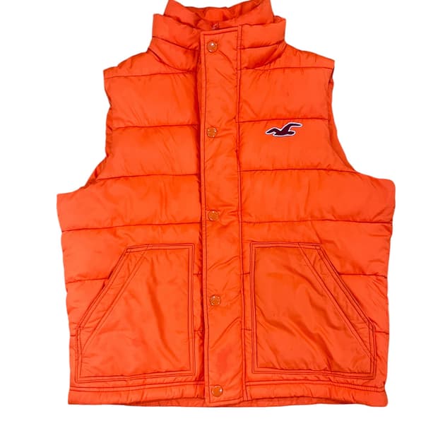 홀리스터 오렌지색 패딩 조끼 XL