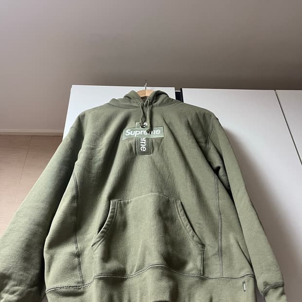 [M] 슈프림 20FW 크로스 박스로고 올리브 후드 