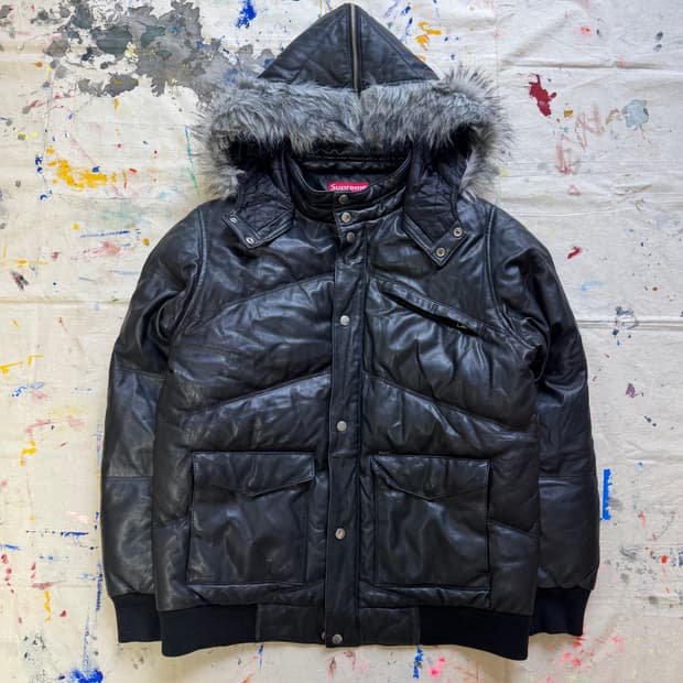 Fw07 슈프림 레더 다운 자켓