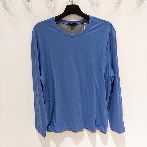 (정품/새상품) 빈스 남성 블루 레이어드 롱슬리브