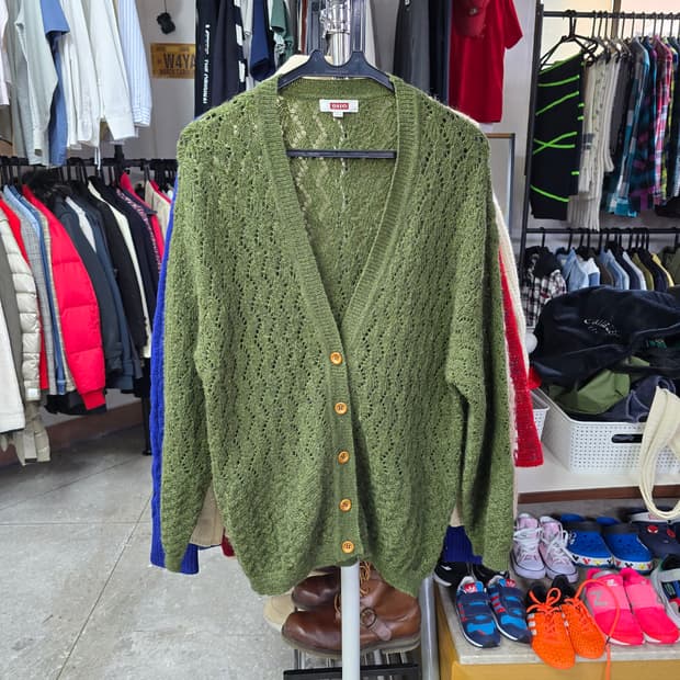 DECO 올리브색 브이넥 가디건 (1323)