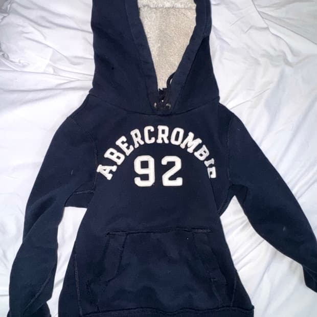 아베크롬비 양털 네이비 원형로고 후드티 후드집업 