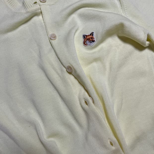 새상품 메종키츠네 가디건 레몬 옐로우 S