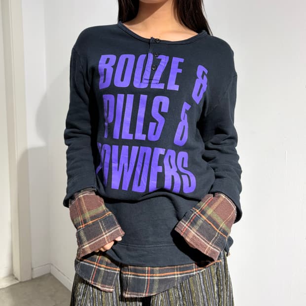 PPFM 체크 셔츠 레이어드 긴팔티셔츠 맨투맨