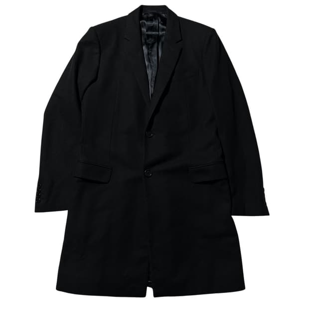 랑방 울 싱글 코트 블랙