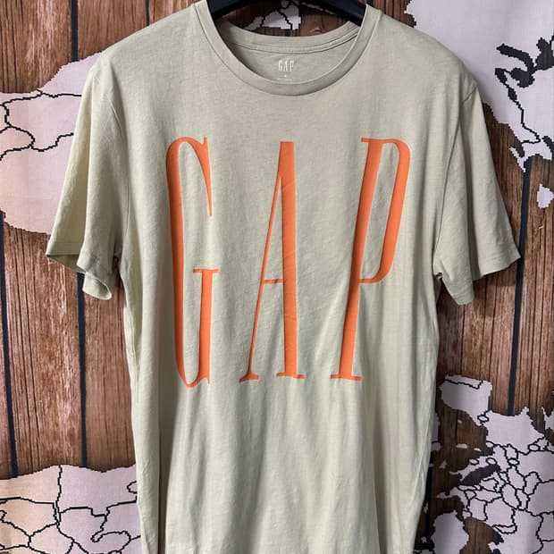 갭 GAP 빅로고 베이지 오렌지 반팔티 M