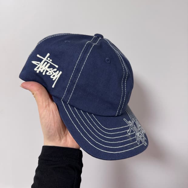 스투시 스티치 네이비 볼캡