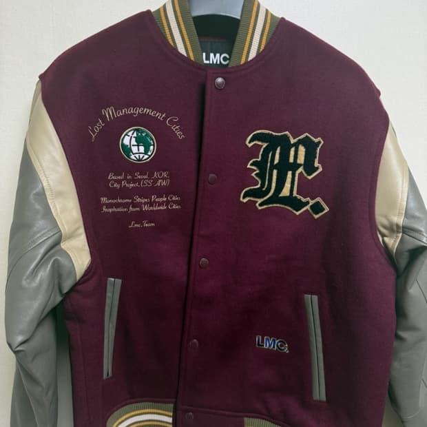 LMC 팀 울 바시티 자켓 버건디