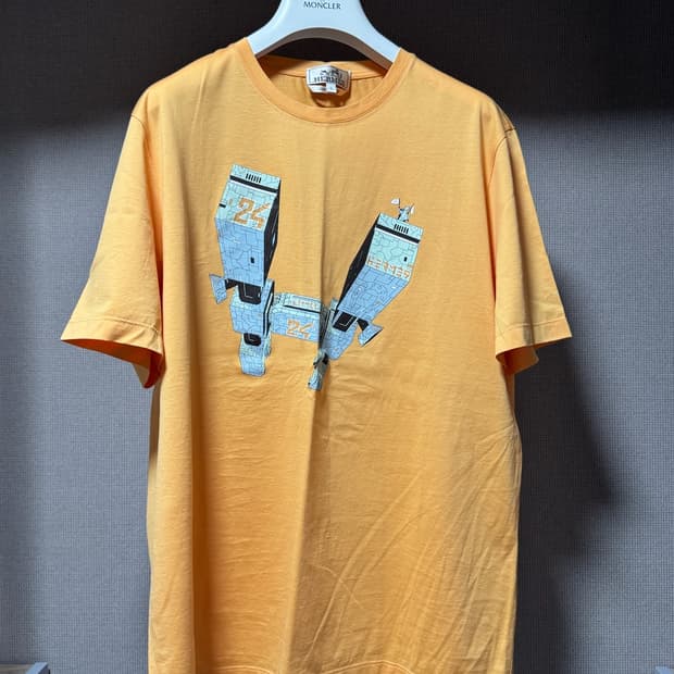 에르메스 24 프린팅 반팔 티셔츠 오렌지 L