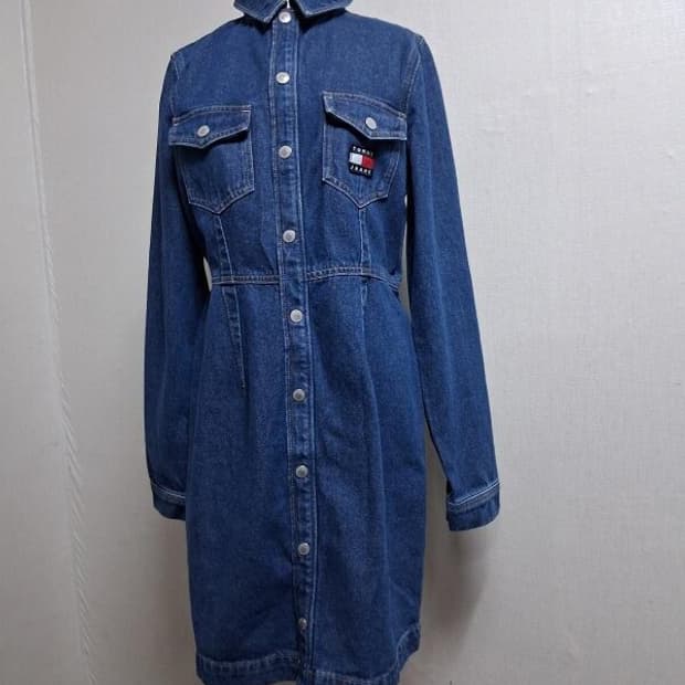 타미힐피거 여성 타미 데님진 미디원피스 표기M 55또는슬림체형 피트66
