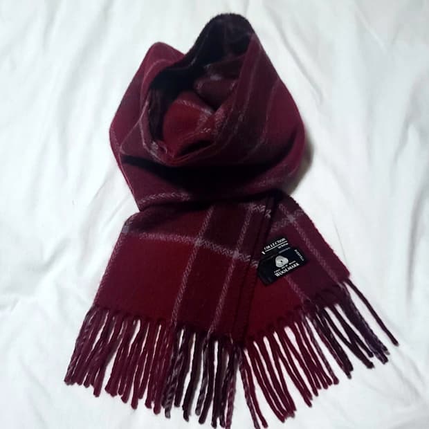 IN COLLECTION by Indian 버건디 체크 머플러 크리스마스