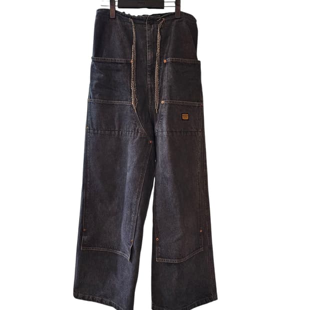 캐피탈 14oz 더블 니 배기 팬츠 블랙 키나리