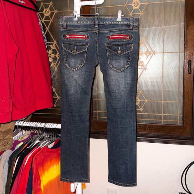 BCBG Y2K 로우라이즈 지퍼 포켓 데님 팬츠 청바지