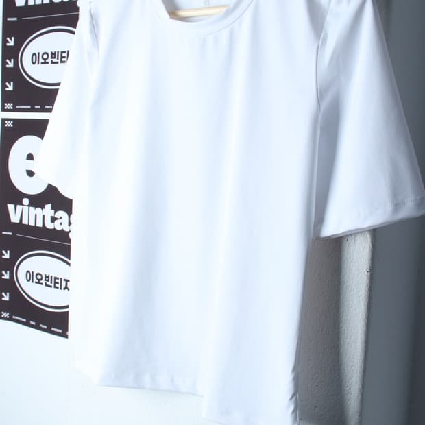 W(XL) 스컬피그 반팔 티셔츠 기능성 무지 화이트 운동-H35330