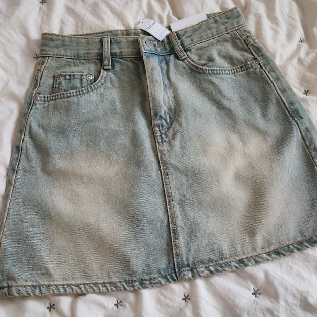 데님 미니 스커트(연청)