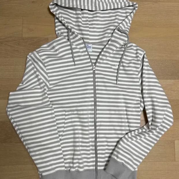 더콜디스트모먼트 스트라이프 후드집업 그레이