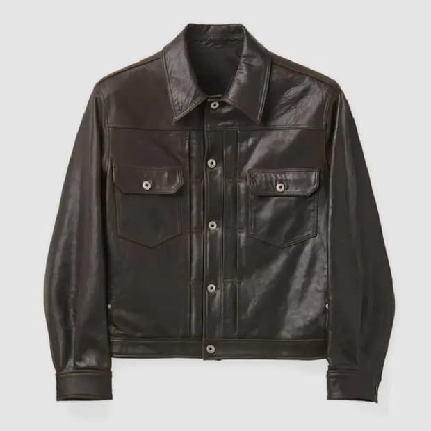 [L] 쿠어 램스킨 포켓 트러커 자켓 다크브라운 