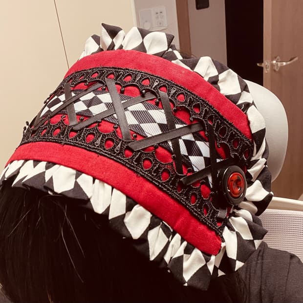 Red circus headdress
