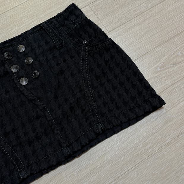 빈티지 y2k 90s 블랙 하운드투스 로우라이즈 미니스커트