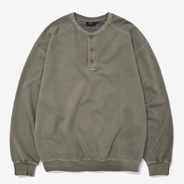 카네이테이 빈티지 워시드 헨리스웻셔츠(올리브)