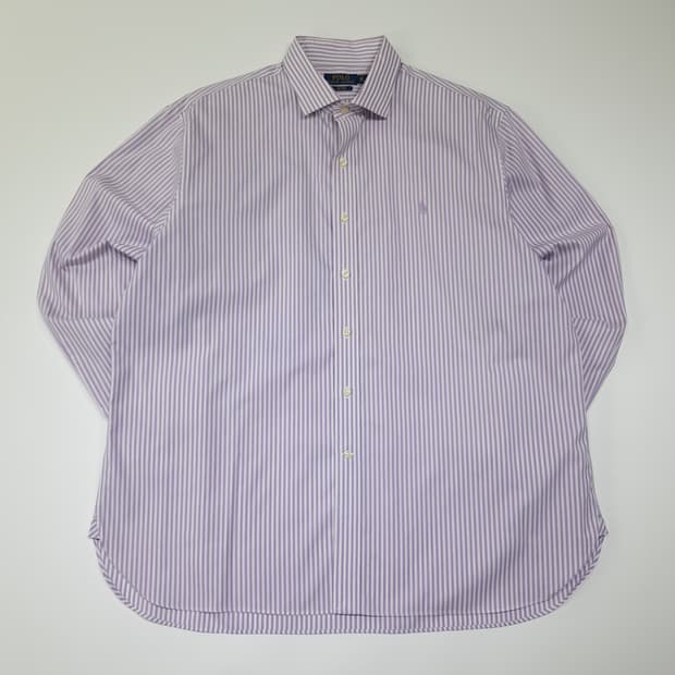 CL447 XL 폴로 코튼 뱅갈스트라이프 라벤더 퍼플 셔츠 남방