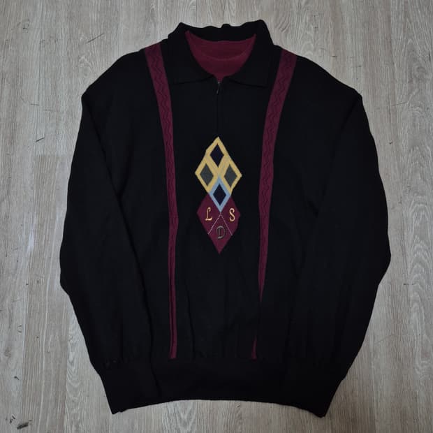 이동수 남성 골프웨어 다이아몬드 패턴 방풍 니트 L(100)