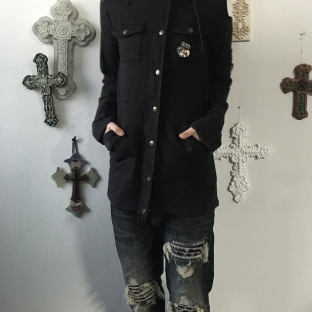 Back printing hood zip up