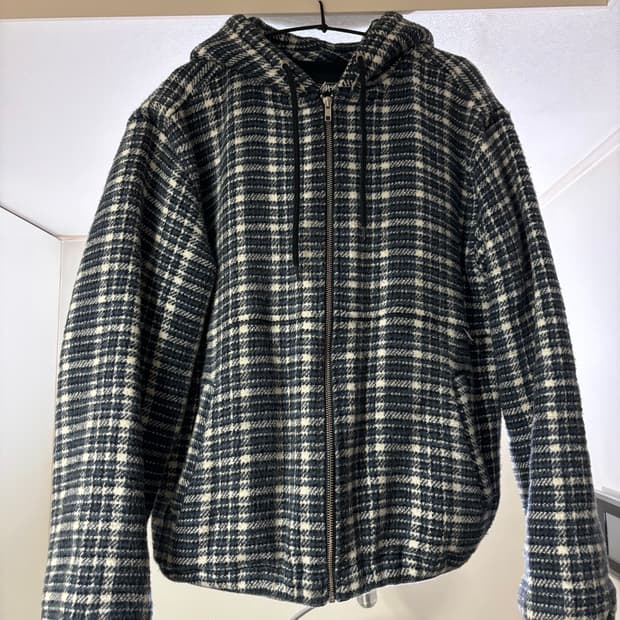 스투시 Zip Hooded Plaid Shirt 