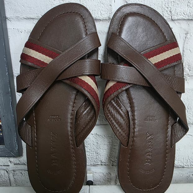 발리 남성 슬리퍼 250 가죽 크로스 스트랩 샌들 SC75 ​