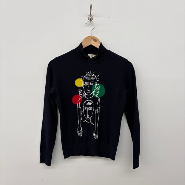 까스텔바작 프린팅 블랙 니트 여성 S