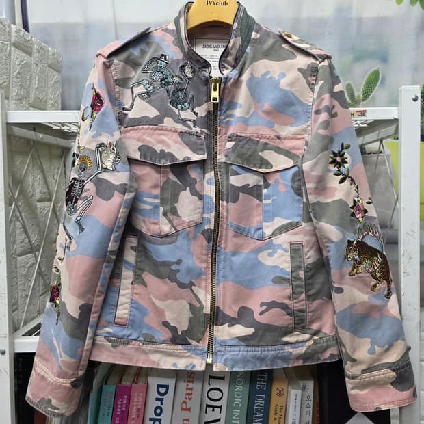 쟈딕앤볼테르 여성자켓 XS 44 자수 밀리터리 카모자켓 WM17