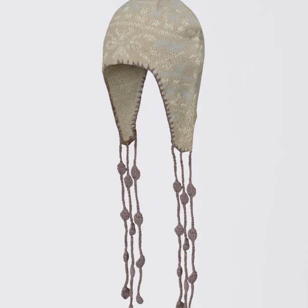 스컬프터 세퀸 노르딕 이어플랩 밀크티 비니