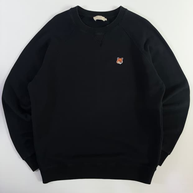 Maison Kitsune  메종키츠네 폭스헤드 패치 블랙 코튼 맨투맨 