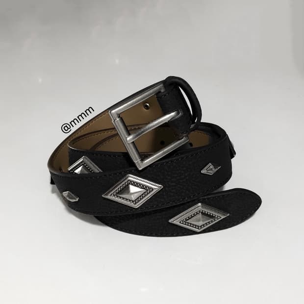 [Unisex] 다이아 스터드 웨스턴 가죽벨트 블랙