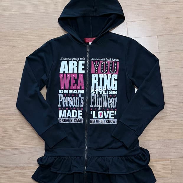 일본빈티지 y2k 갸루 프릴 후드집업