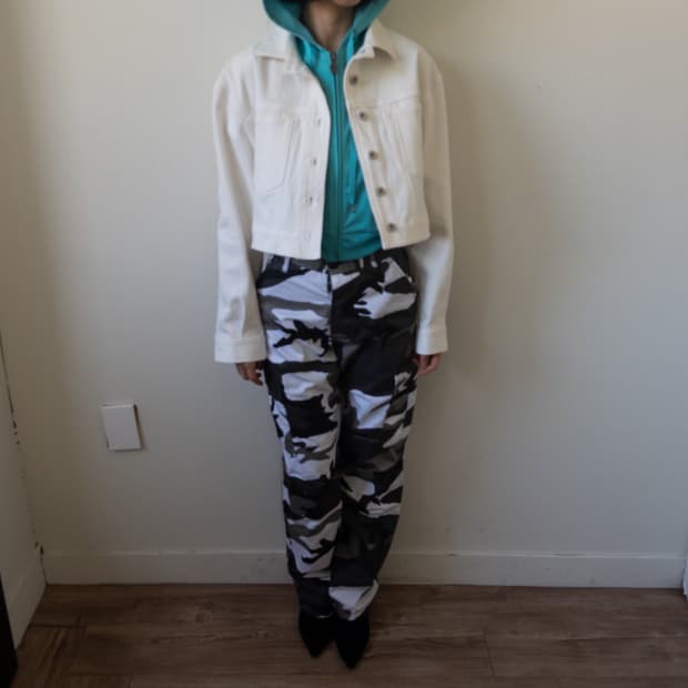 스투시 8볼 크롭 데님 자켓