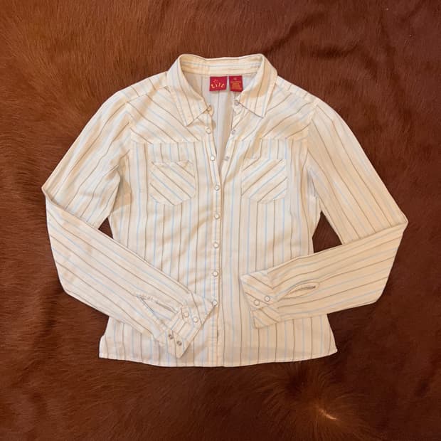 여름 웨스턴 스트라이프 스냅 셔츠