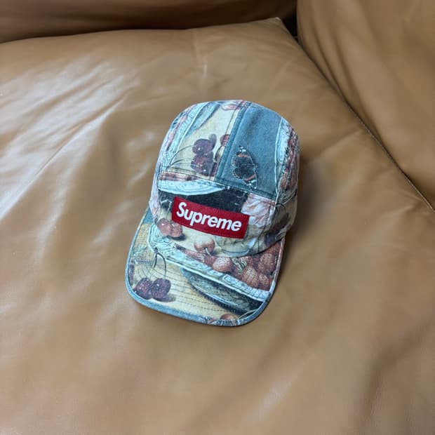 슈프림 캠프캡 모자 박스로고 스트로베리