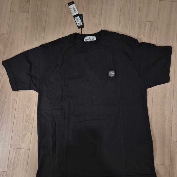 [새상품/XL] 스톤아일랜드 패치로고 티셔츠 블랙