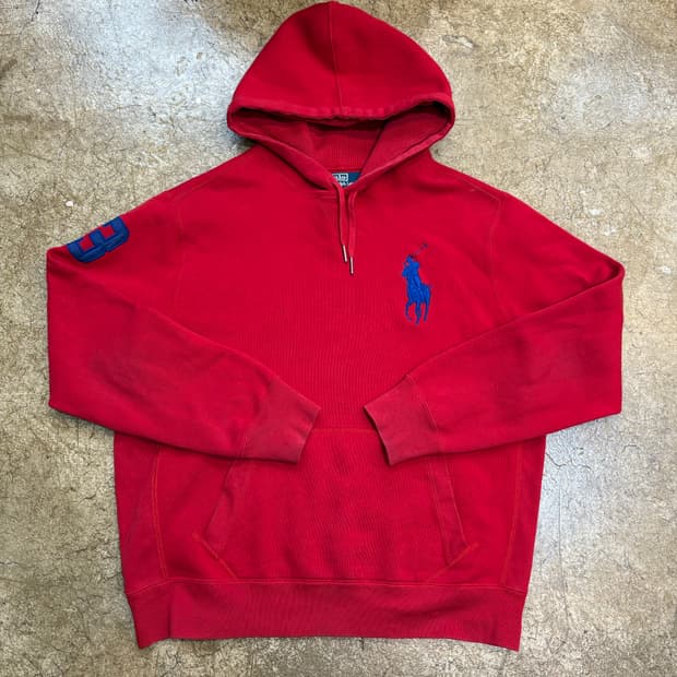 폴로 빅포니 레드 후드티