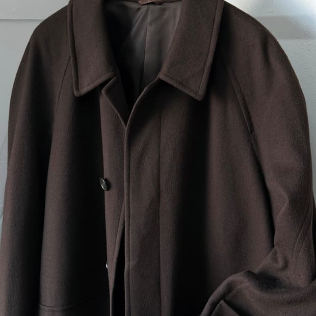 Cashmere wool blend Balmacaan mid coat