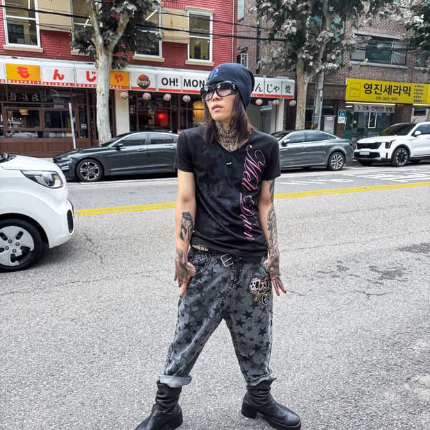 COLZA - Star Pattern Sarouel Pants Denim