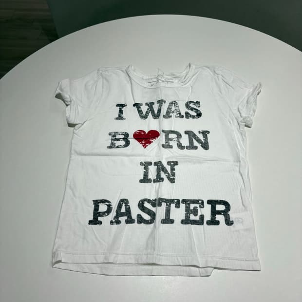 Paster I WAS BORN IN T-SHIRT, WHITE