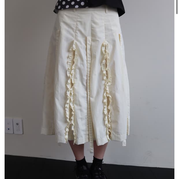 바하윤 러플 리본 스커트 (아이보리)