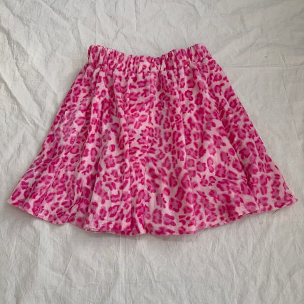 갸루펑크 레오파드 핑크 퍼 스커트(새상품)