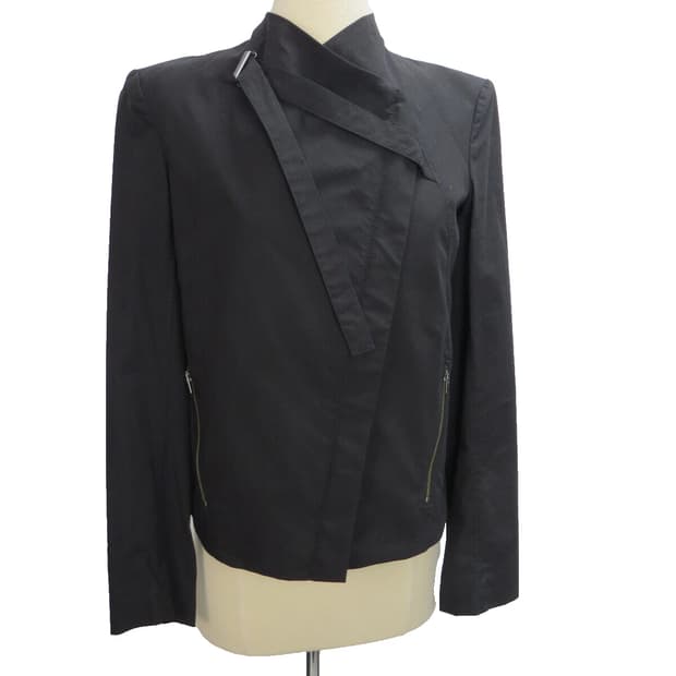 헬무트 랭 비대칭 하이넥 자켓