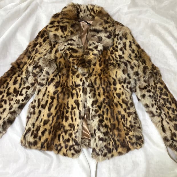 리얼 래빗퍼 레오파드 호피 퍼자켓 갸루 와투케 duras