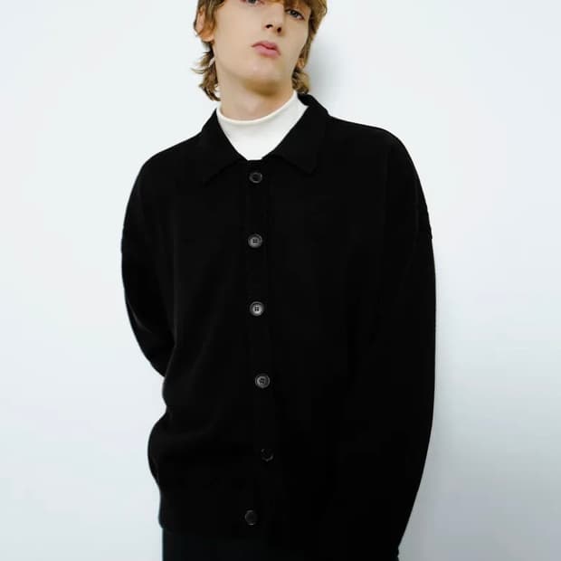 [M] 아노블리어 오버핏 크롭 카라 가디건(블랙)